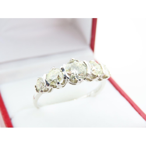 105 - Five Stone Diamond Ring Set in Platinum Mounted on 18 Carat Yellow Gold Band Ring Size Y