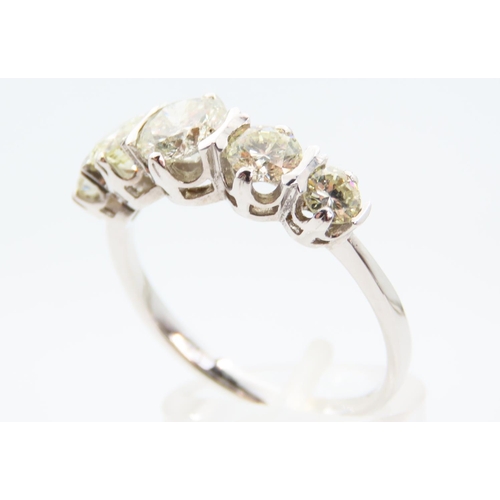 105 - Five Stone Diamond Ring Set in Platinum Mounted on 18 Carat Yellow Gold Band Ring Size Y