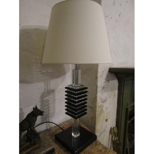 1050 - Pair of Generous Form Vintage Designer Table Lamps Marble and Crystal Each Electrified Working Order... 