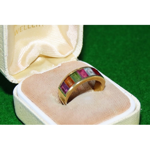 1053 - 14 Carat Yellow Gold Multi Gem Band Ring Size K