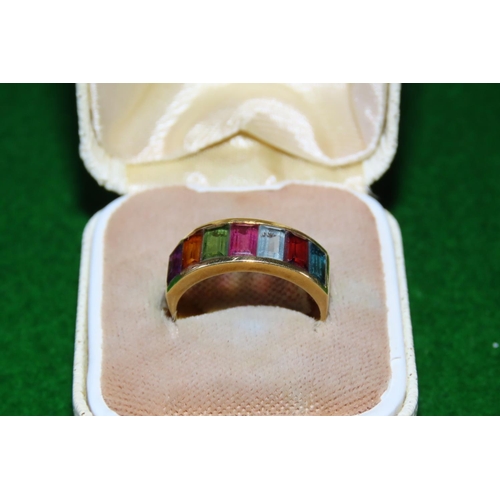 1053 - 14 Carat Yellow Gold Multi Gem Band Ring Size K