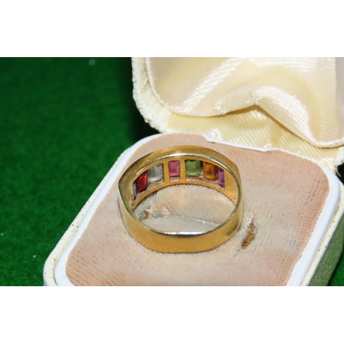 1053 - 14 Carat Yellow Gold Multi Gem Band Ring Size K