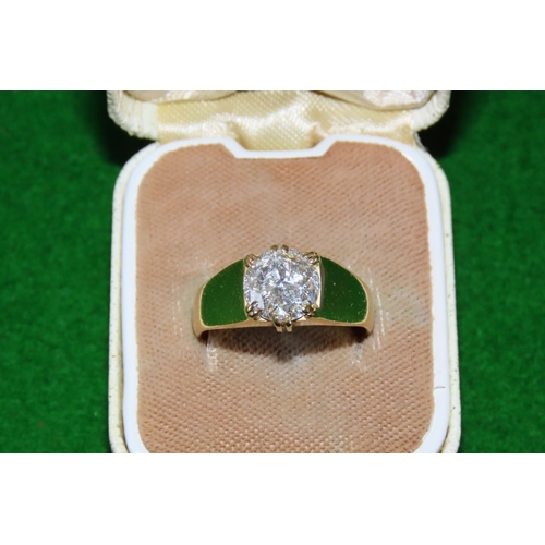 1058 - Diamond Solitaire Ring Mounted on 18 Carat Yellow Gold Band Ring Size O Diamond of Attractive High C... 