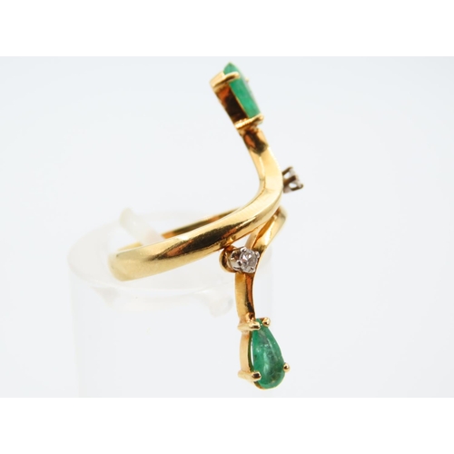 106 - Emerald and Diamond Ladies Ring Mounted on 18 Carat Yellow Gold Band Attractively Detailed Size I