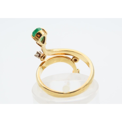 106 - Emerald and Diamond Ladies Ring Mounted on 18 Carat Yellow Gold Band Attractively Detailed Size I