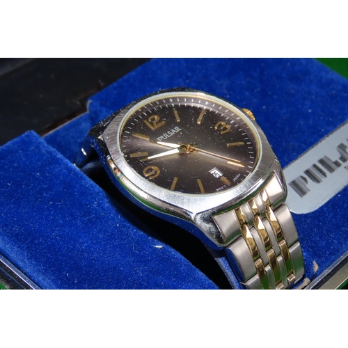 1063 - Pulsar Gentleman's Wristwatch by Metal Original Box Present