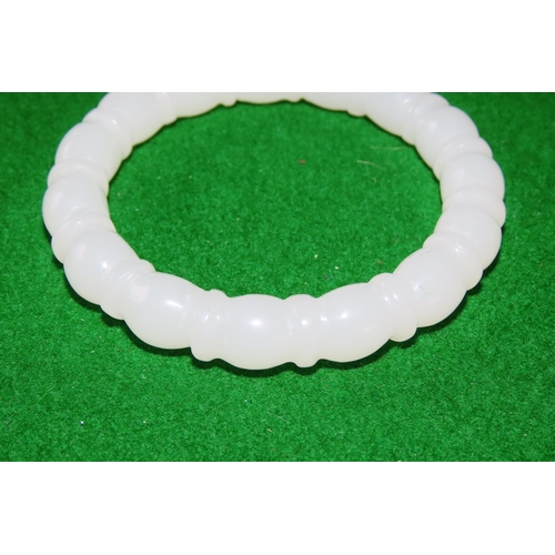 1070 - Carved Pale Jade Ladies Bangle Circular Form 6cm Inner Diameter