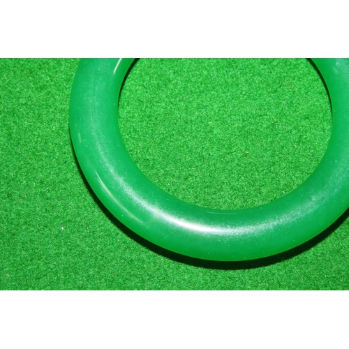 1071 - Carved Green Jade Ladies Bangle 6cm Inner Diameter