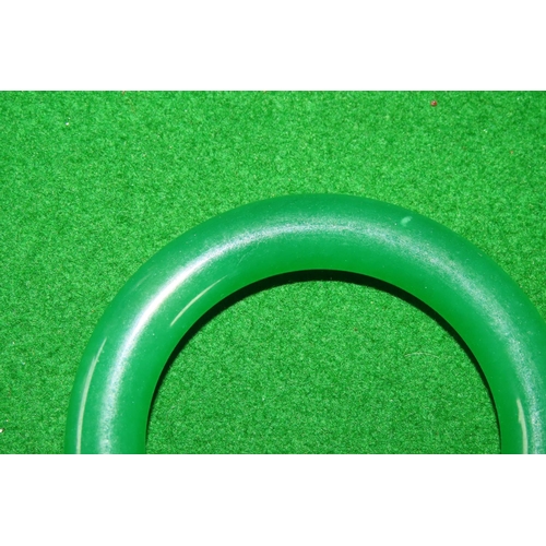 1071 - Carved Green Jade Ladies Bangle 6cm Inner Diameter