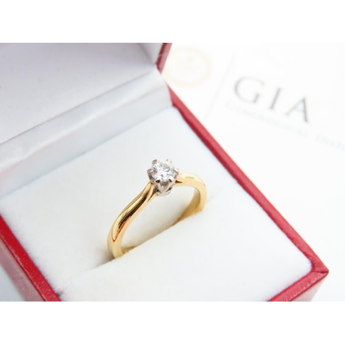 108 - Diamond solitaire Ring Mounted on 18 Carat Yellow Gold Band Ring Size M GIA Certificate Present Stat... 