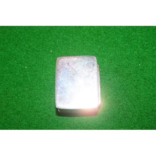 1080 - Silver Pill Box Rectangular Form with Decorated Hinged Cover Approximately 4cm Wide