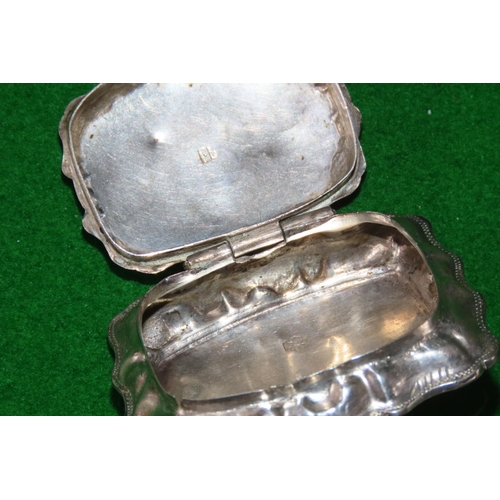 1082 - Silver Pill Box Hinged Cover Incised Decoration Approximately 6cm Wide