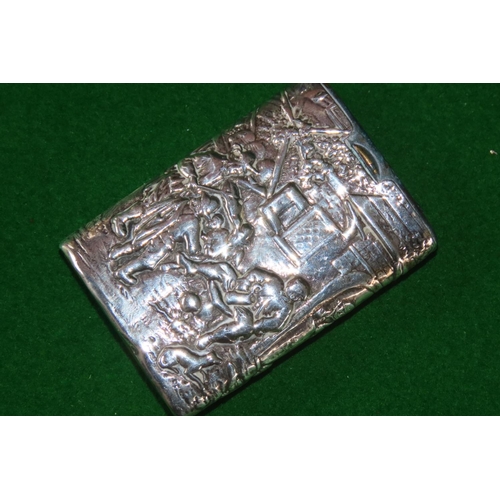 1083 - Silver Vesta Case with Striker to Base Embossed Tavern Scene