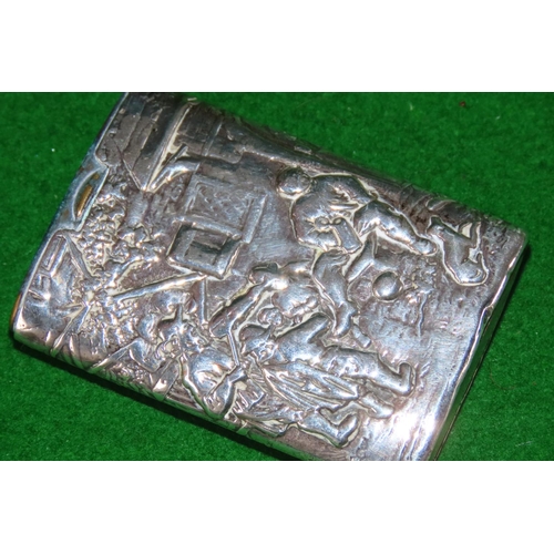 1083 - Silver Vesta Case with Striker to Base Embossed Tavern Scene