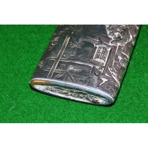 1083 - Silver Vesta Case with Striker to Base Embossed Tavern Scene