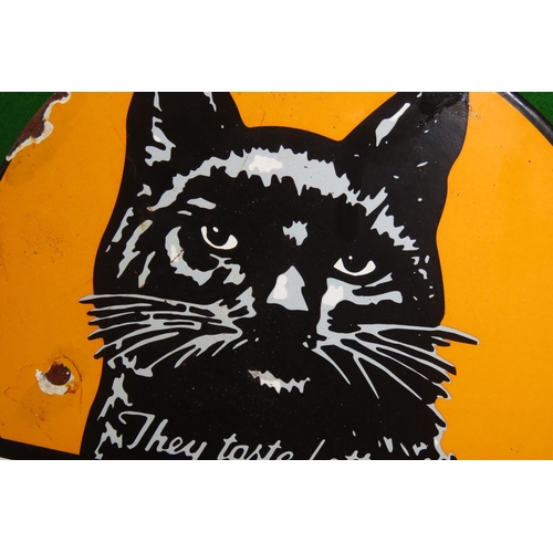 1088 - Enamel Advertising Sign Black Cat Cigarettes 'They Taste Better' Approximately 9 Inches High x 10 In... 