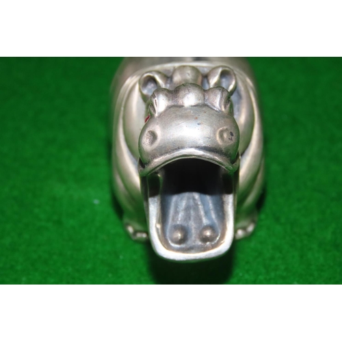 1092 - Russian Silver Hippopotamus Figure with Gemset Eyes Stamped to Base