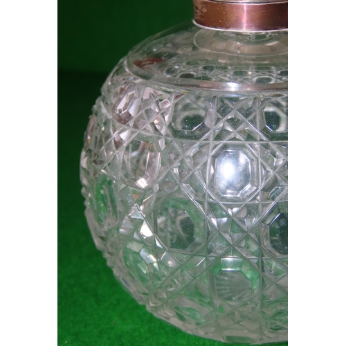 1094 - Antique Silver Hobnail Top Crystal Desk Jar Globe Form Approximately 16cm High