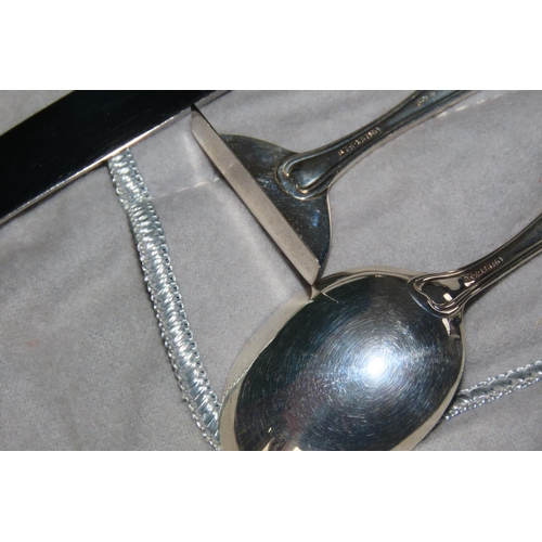 1096 - Three Part Silver Baby Set Including Push and Feeding Spoon