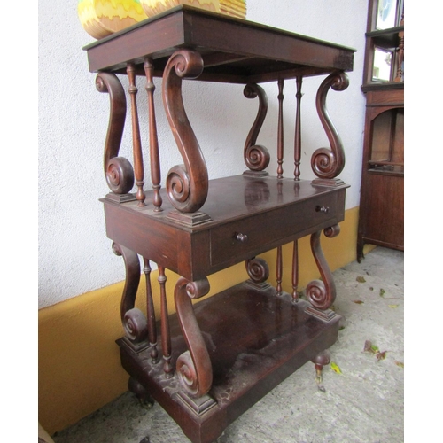 1103 - Antique Mahogany Three Tier Whatnot Side Column Decoration Above Turned Supports Approximately 21 In... 