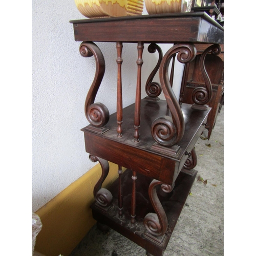 1103 - Antique Mahogany Three Tier Whatnot Side Column Decoration Above Turned Supports Approximately 21 In... 