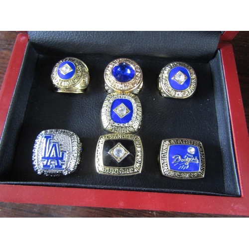 1108 - Various Championship Rings Replicas Contained within Glazed Presentation Case Quantity as Photograph... 