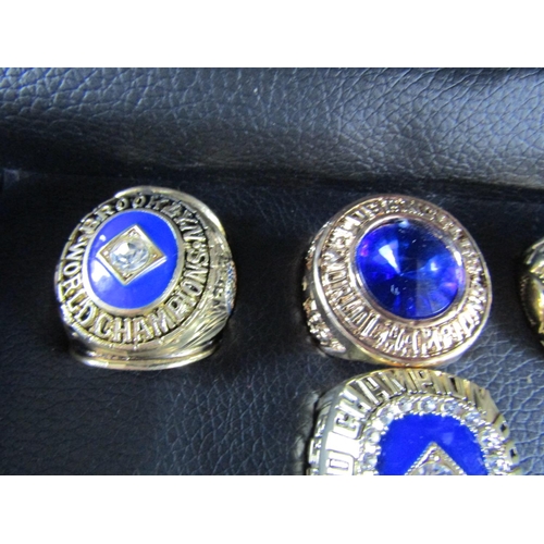 1108 - Various Championship Rings Replicas Contained within Glazed Presentation Case Quantity as Photograph... 