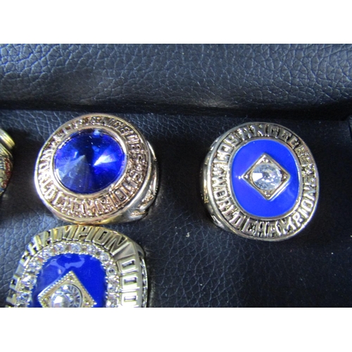 1108 - Various Championship Rings Replicas Contained within Glazed Presentation Case Quantity as Photograph... 