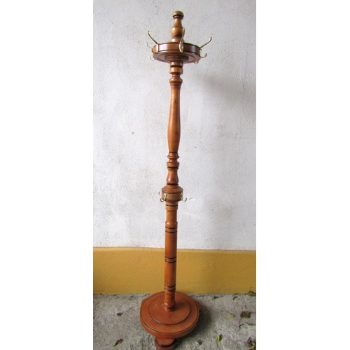 1113 - Turned Column Hat and Coat Stand Circular Form Base Approximately 6ft 6 Inches High