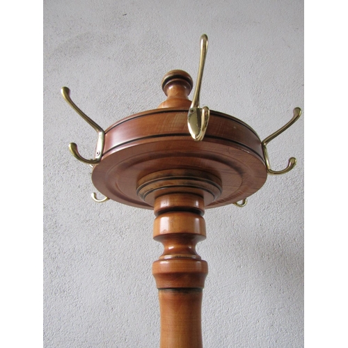 1113 - Turned Column Hat and Coat Stand Circular Form Base Approximately 6ft 6 Inches High