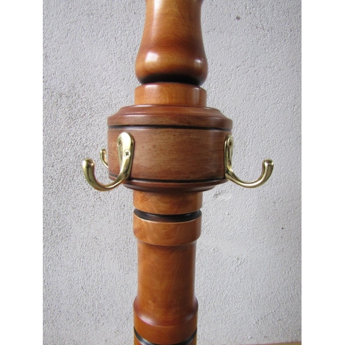 1113 - Turned Column Hat and Coat Stand Circular Form Base Approximately 6ft 6 Inches High