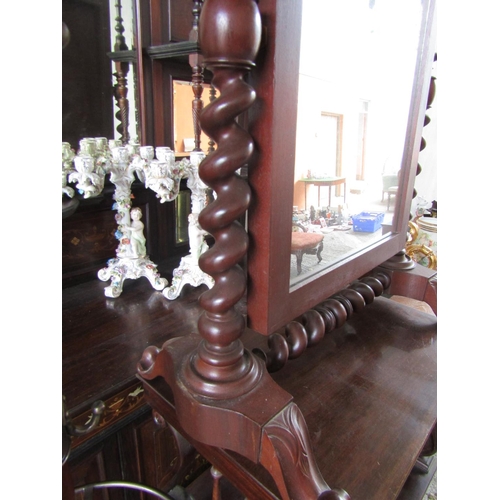 1114 - William Iv Mahogany Framed Dressing Chest Mirror Barley Twist Side Supports Approximately 26 Inches ... 