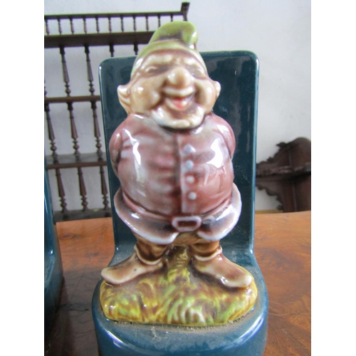 1127 - Pair of Vintage Gnome Figural Form Book Rests Each Approximately 7 Inches High