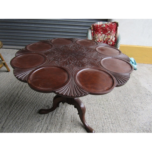 1128 - George II Tip Up Wine Table Well Carved Tripod Base Approximately 34 Inches Diameter x 30 Inches Hig... 