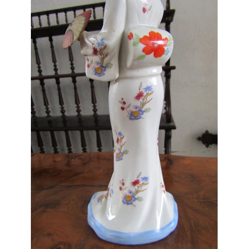 1130 - Japanese Porcelain Figure of Geisha Girl Approximately 10 Inches High