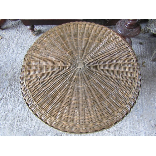 1132 - Vintage Rattan Top Circular Form Occasional Table Approximately 20 Inches Diameter