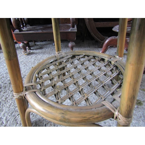 1132 - Vintage Rattan Top Circular Form Occasional Table Approximately 20 Inches Diameter