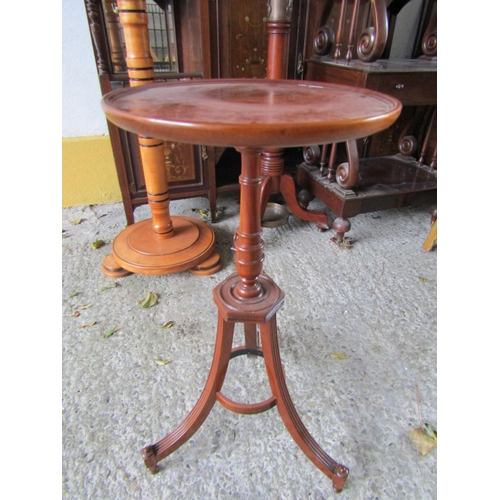 1133 - Antique Mahogany Circular Top Occasional Table Tripod Base Approximately 12 Inches Diameter x 28 Inc... 