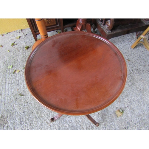 1133 - Antique Mahogany Circular Top Occasional Table Tripod Base Approximately 12 Inches Diameter x 28 Inc... 