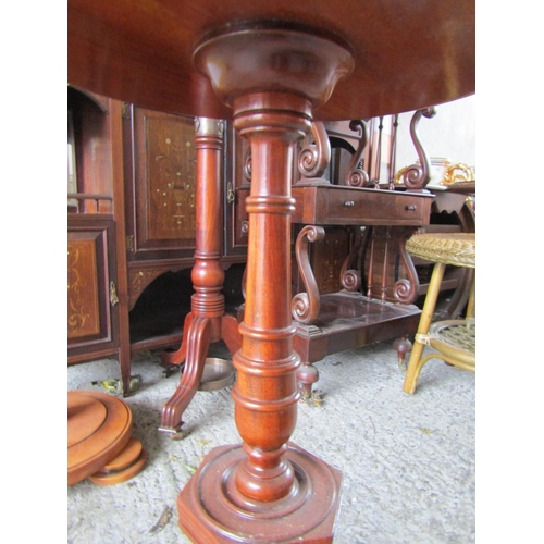 1133 - Antique Mahogany Circular Top Occasional Table Tripod Base Approximately 12 Inches Diameter x 28 Inc... 