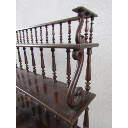 1139 - Cherrywood Five Tier Whatnot Open Rail Form Attractively Carved Approximately 38 Inches Wide x 6ft H... 