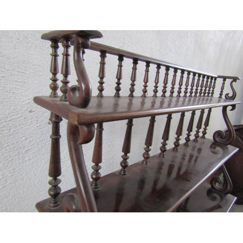 1139 - Cherrywood Five Tier Whatnot Open Rail Form Attractively Carved Approximately 38 Inches Wide x 6ft H... 