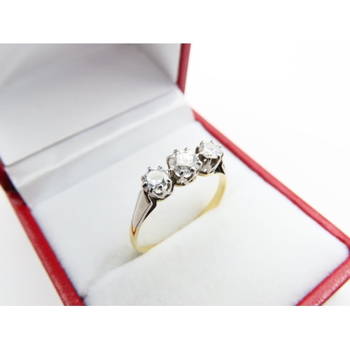 120 - Three Stone Diamond Ring Mounted on 18 Carat White and Yellow Gold Band Ring Size O