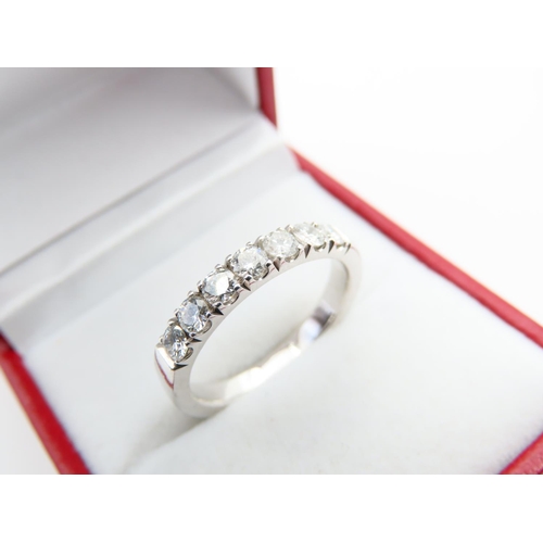 124 - Seven Diamond Half Eternity Ring 18 Carat White Gold Size N Rub Over Setting