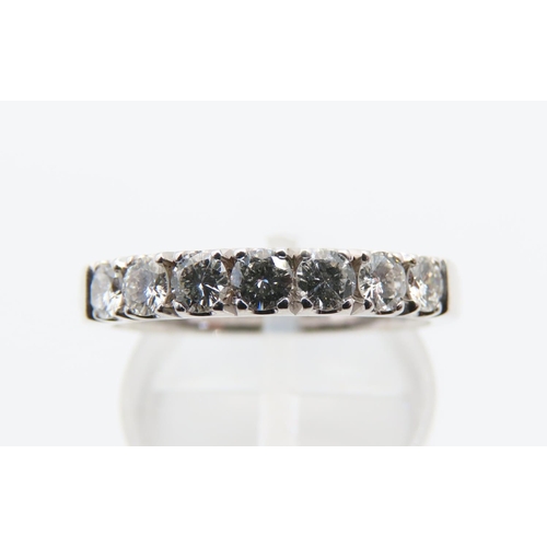 124 - Seven Diamond Half Eternity Ring 18 Carat White Gold Size N Rub Over Setting