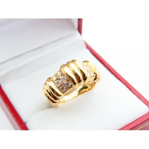 133 - Dior of Paris Diamond Set 18 Carat Yellow Gold Ring Attractively Detailed Size J