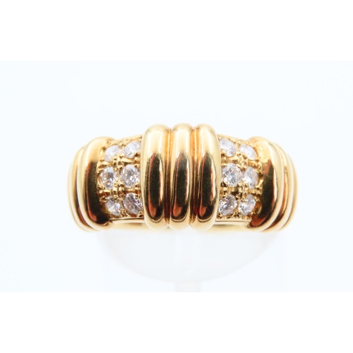 133 - Dior of Paris Diamond Set 18 Carat Yellow Gold Ring Attractively Detailed Size J