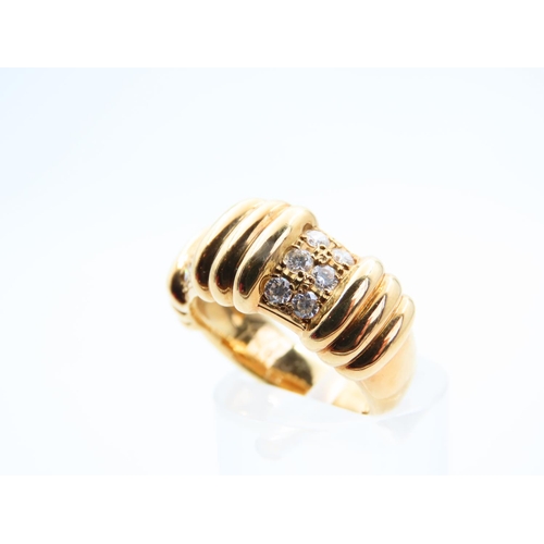 133 - Dior of Paris Diamond Set 18 Carat Yellow Gold Ring Attractively Detailed Size J