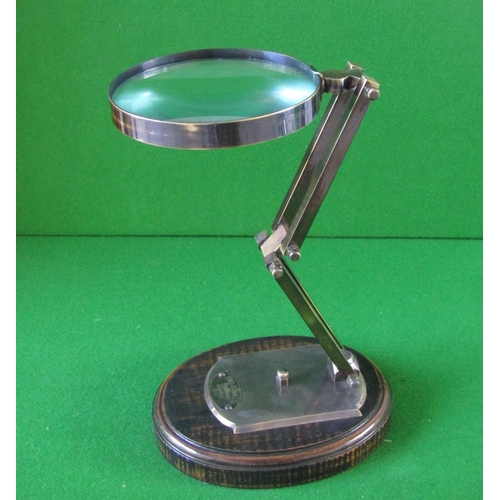 Desk Top Retractable Arm Magnifying Glass Hardwood Base
