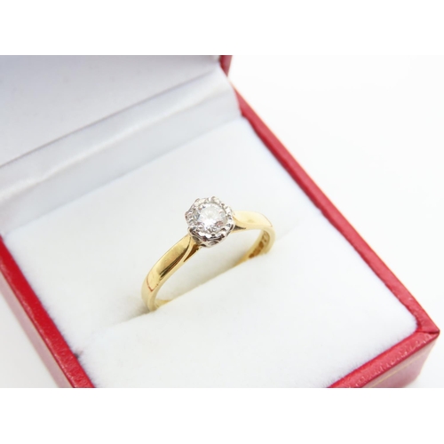 138 - Diamond solitaire Ring Mounted on 18 Carat Yellow Gold Band Size N